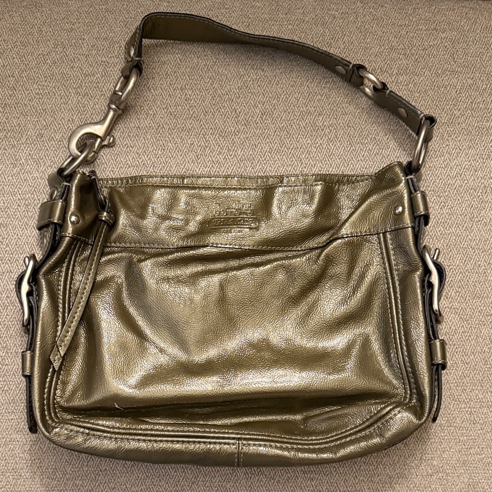 Coach Grey Patent Leather Shoulder Bag